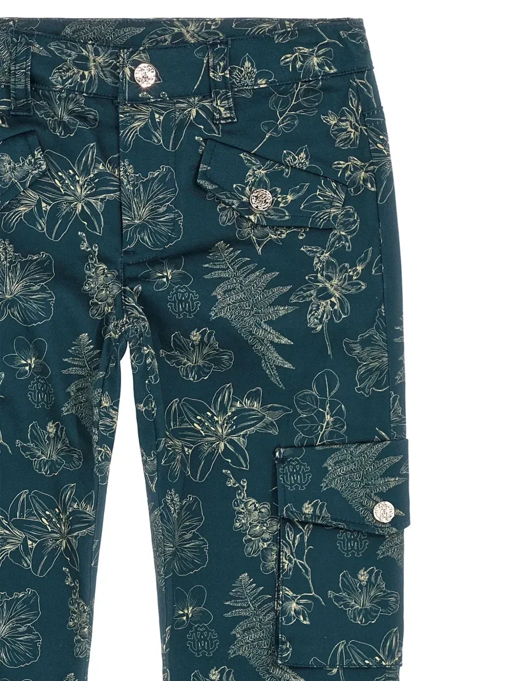 Брюки с цветочным принтом Roberto Cavalli Junior, синий — фото 3