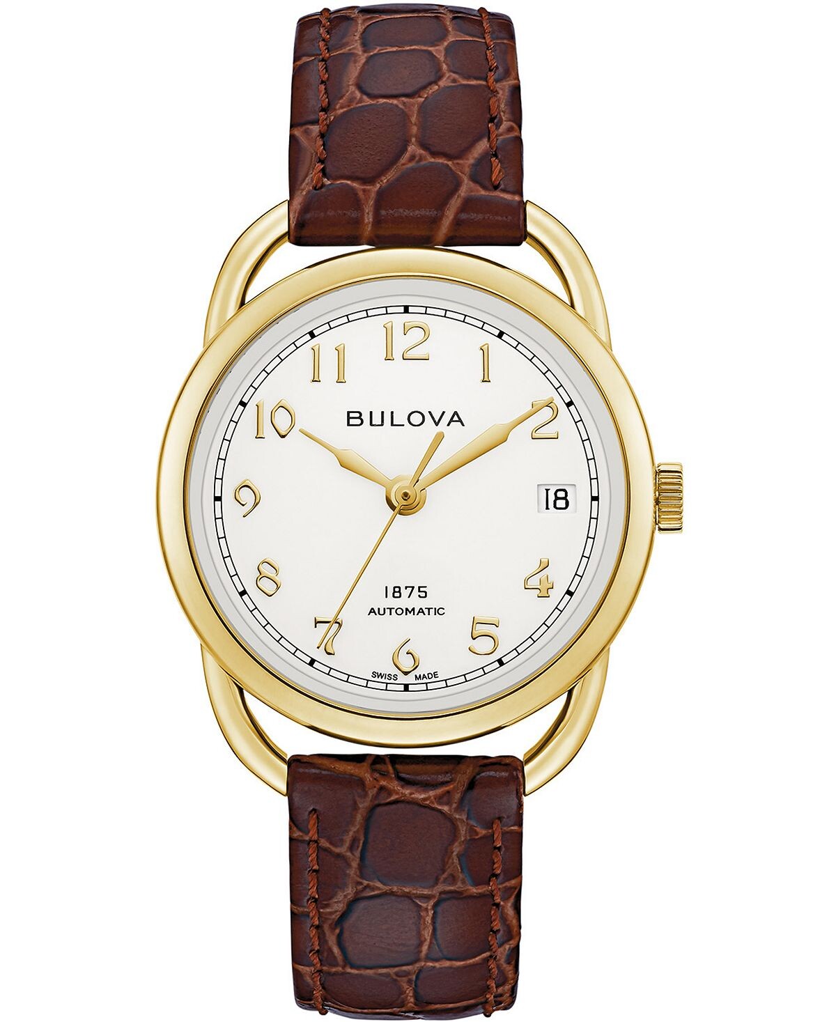 

LIMITED EDITION Женские швейцарские автоматические часы Joseph Bulova с коричневым кожаным ремешком, 34,5 мм, коричневый