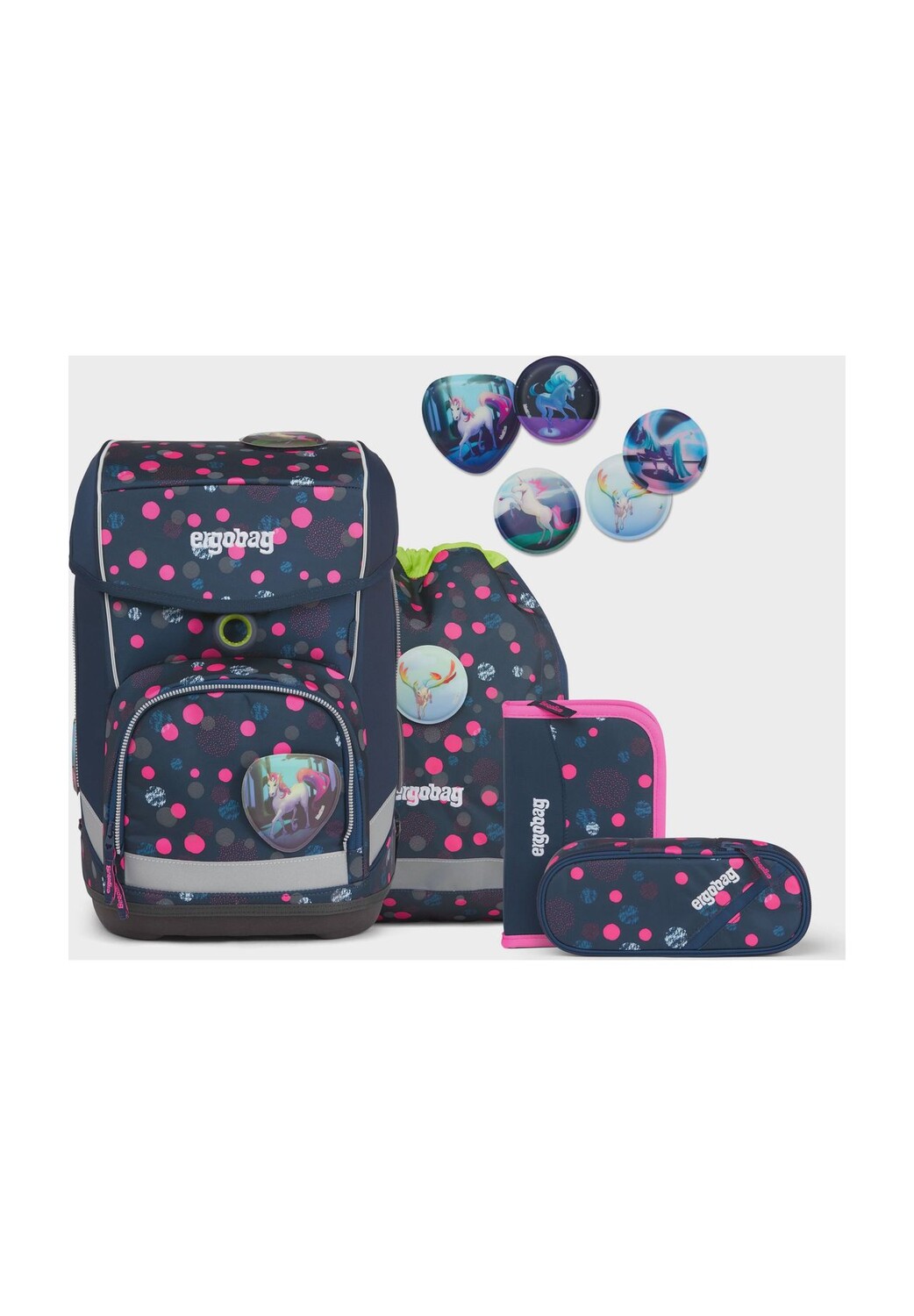 

Набор школьных сумок «PhantBärsiewelt Glo» ergobag, темно-синий