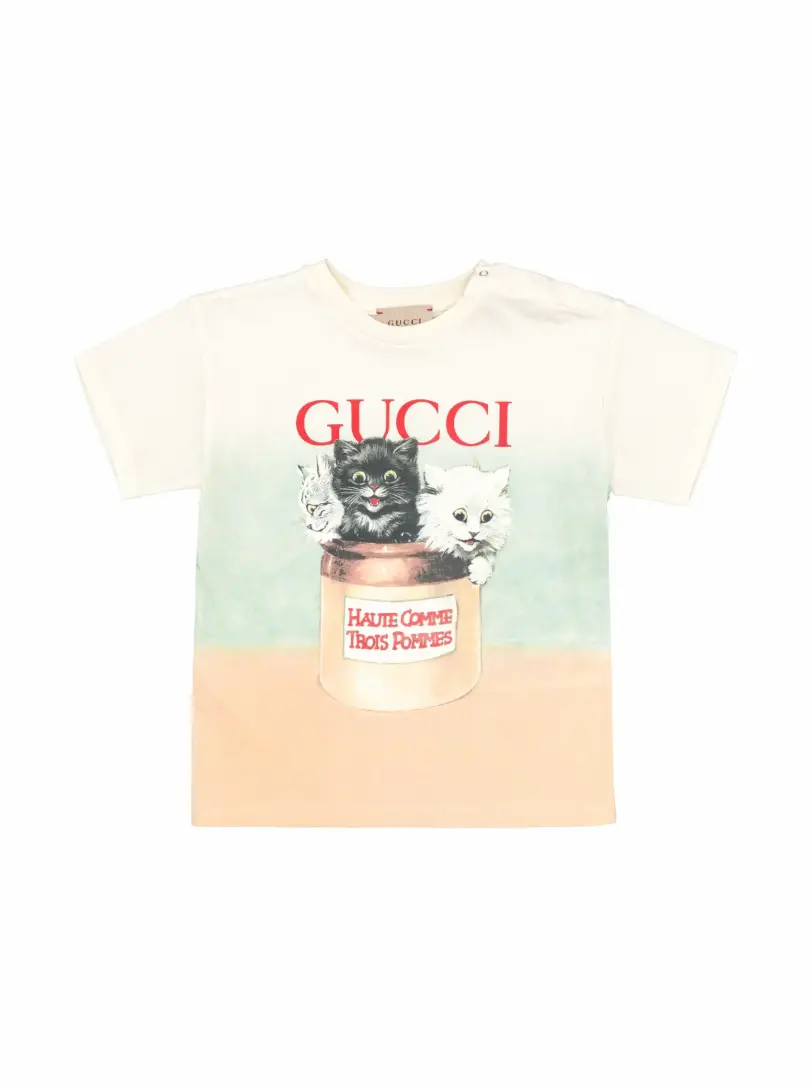

Хлопковая футболка с принтом Gucci, мультиколор