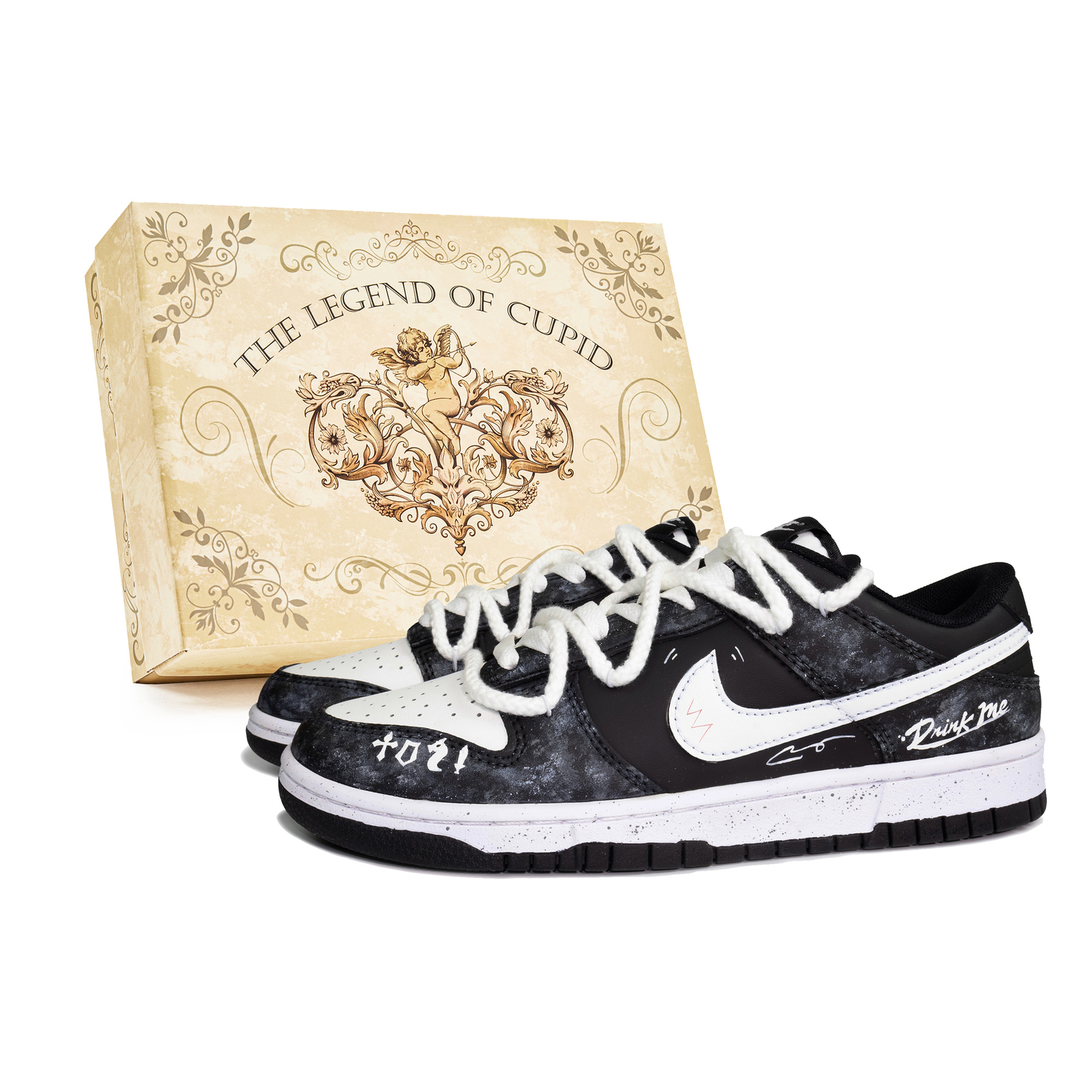 

Dunk Knight устойчивые к истиранию низкие кроссовки для скейтбординга унисекс белый Nike, черный