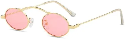 

Солнцезащитные очки ретро 2027, металлическая оправа, овальные, стимпанк, женские, модные, прозрачные линзы цвета океана, UV400, мужские панк MTZJH, Golden Pink