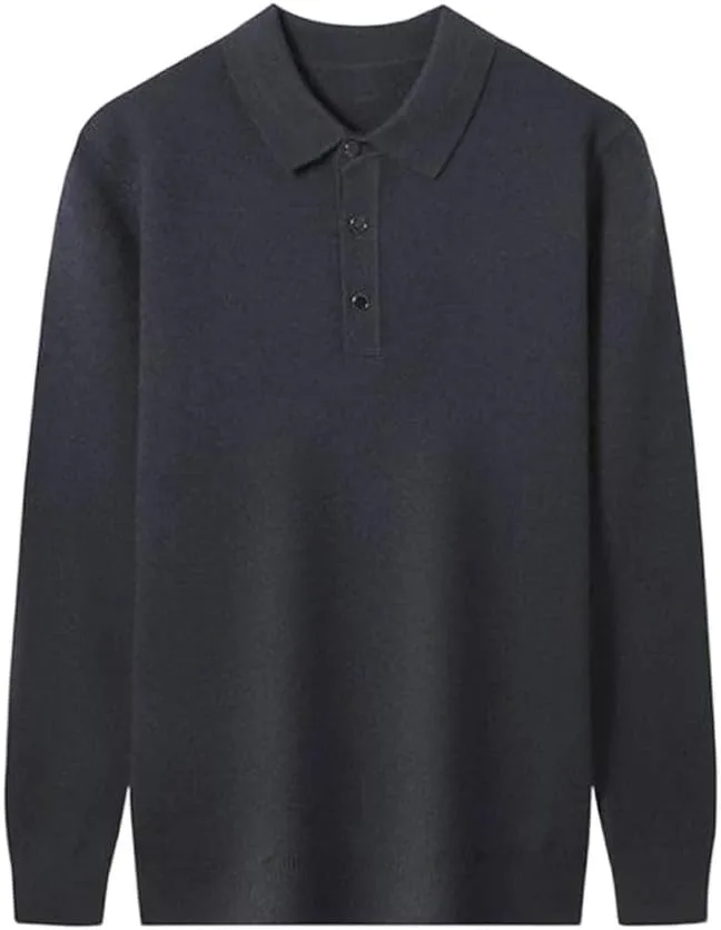 

Мужской вязаный пуловер с воротником-поло из мягкой шерсти