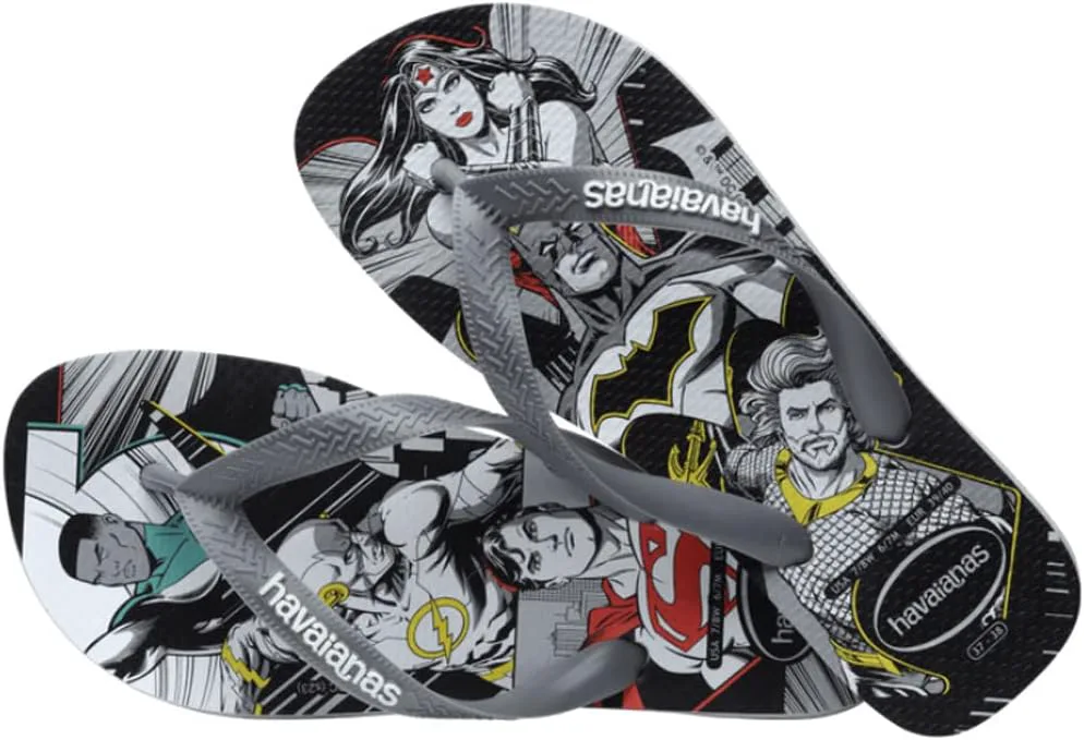 Havaianas - Топ Герои DC Удобные, прочные и легкие шлепанцы с подошвой с героями и злодеями, унисекс, взрослые, серый черный — фото 4