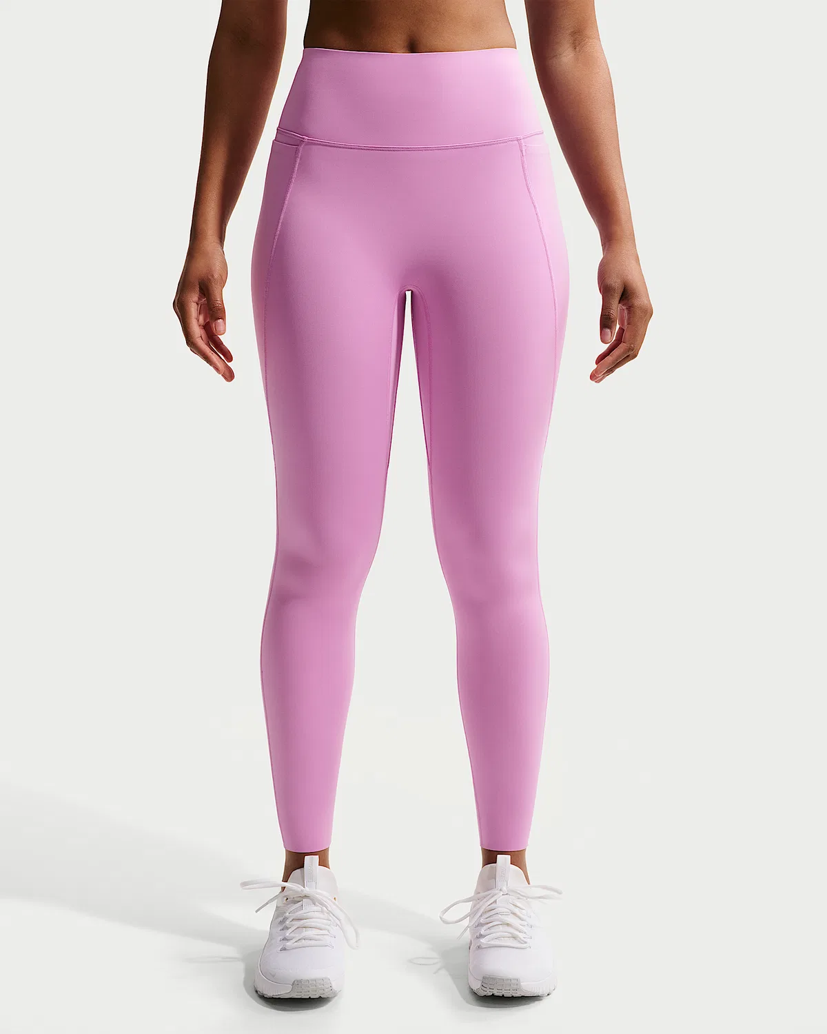 Женские леггинсы Nike Universa с высокой талией 7/8, без переднего шва, Light Magenta/Dark Orchid/Desert Berry — фото 2