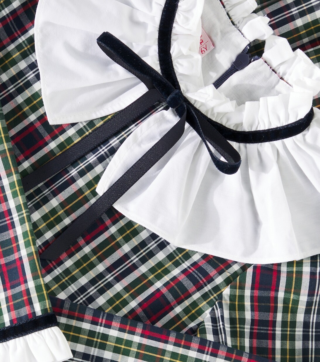 Платье Flora Tartan из хлопка La Coqueta, Navy Tartan — фото 3