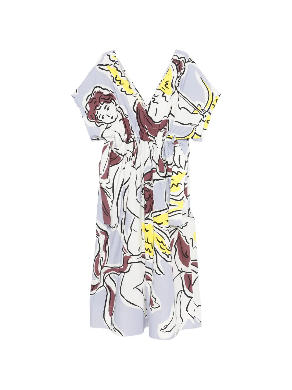 

Платье миди с графическим принтом и V-образным вырезом Tory Burch, белый