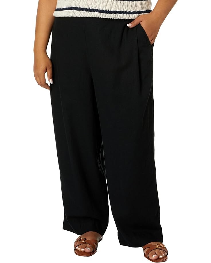 

Брюки Madewell Plus Pull-On Straight Crop in 100% Linen, цвет True Black