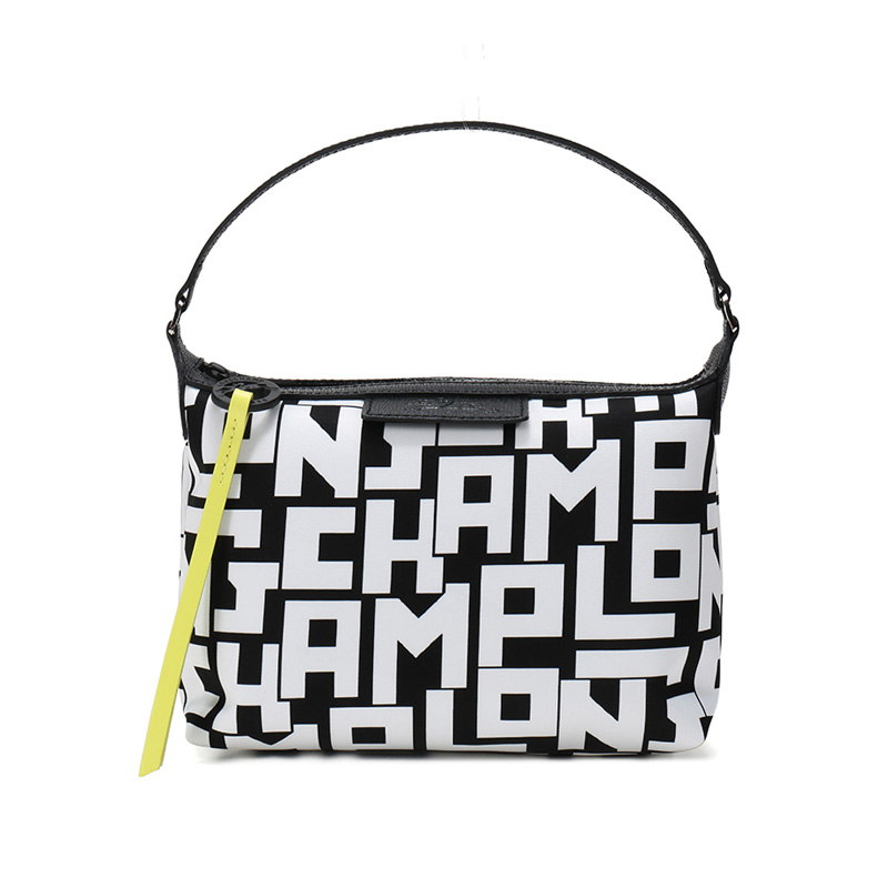 

LONGCHAMP Женская тканевая сумка черно-белая