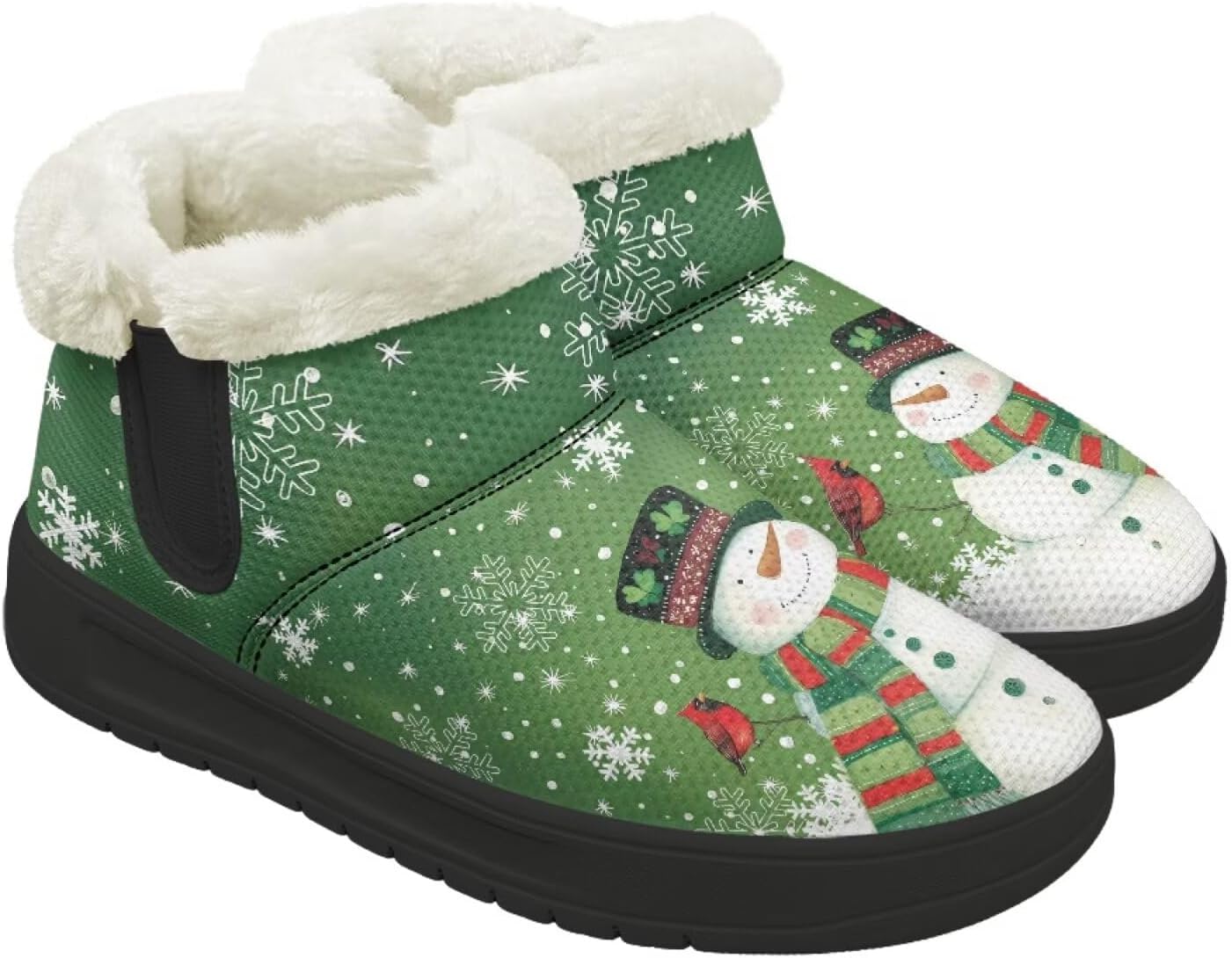 

Рождественские ботинки Forchrinse для женщин и мужчин, зимние пушистые снежные ботильоны, удобные теплые короткие ботинки для прогулок, Christmas Snowman Design