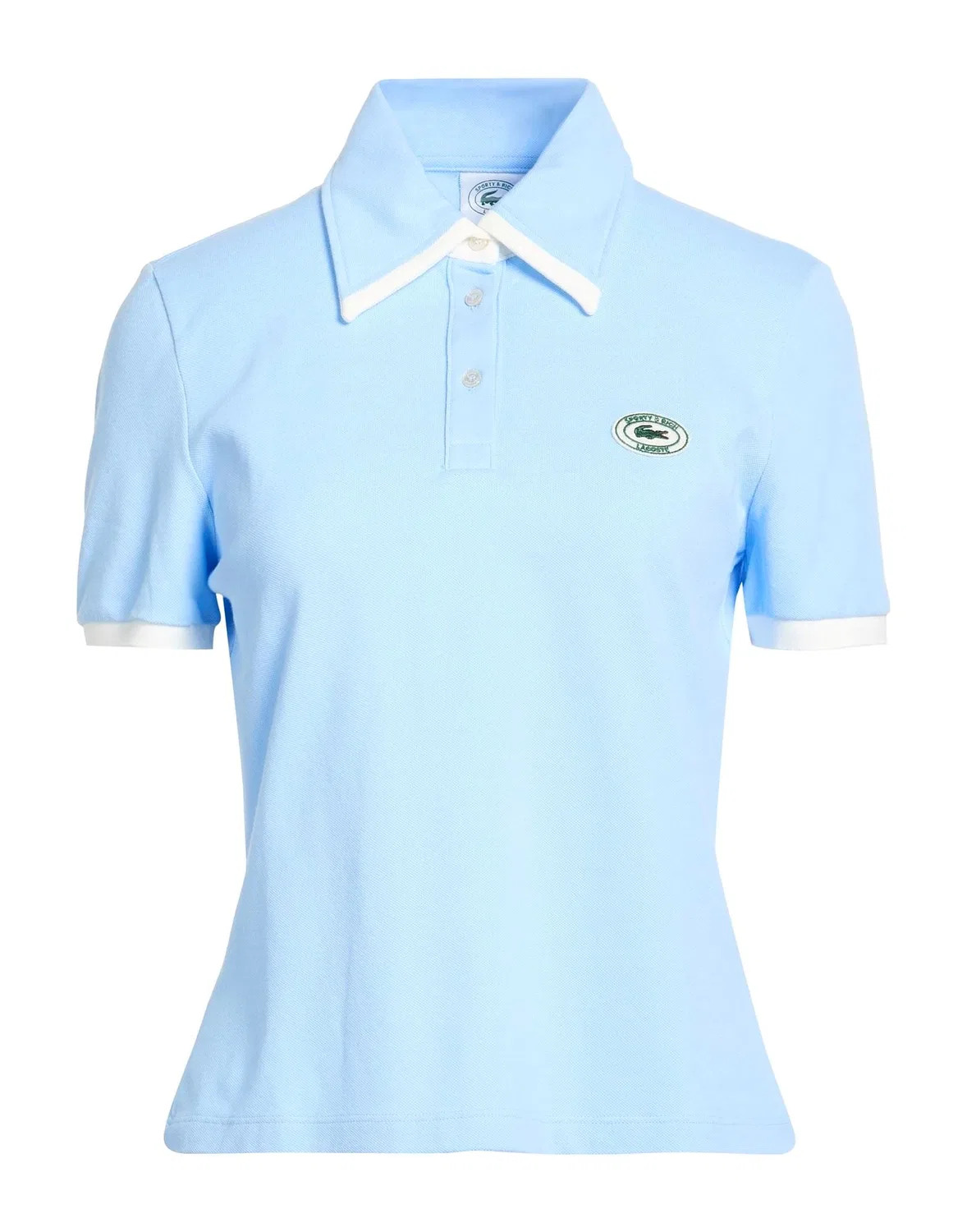 Поло LACOSTE голубое, с логотипом
