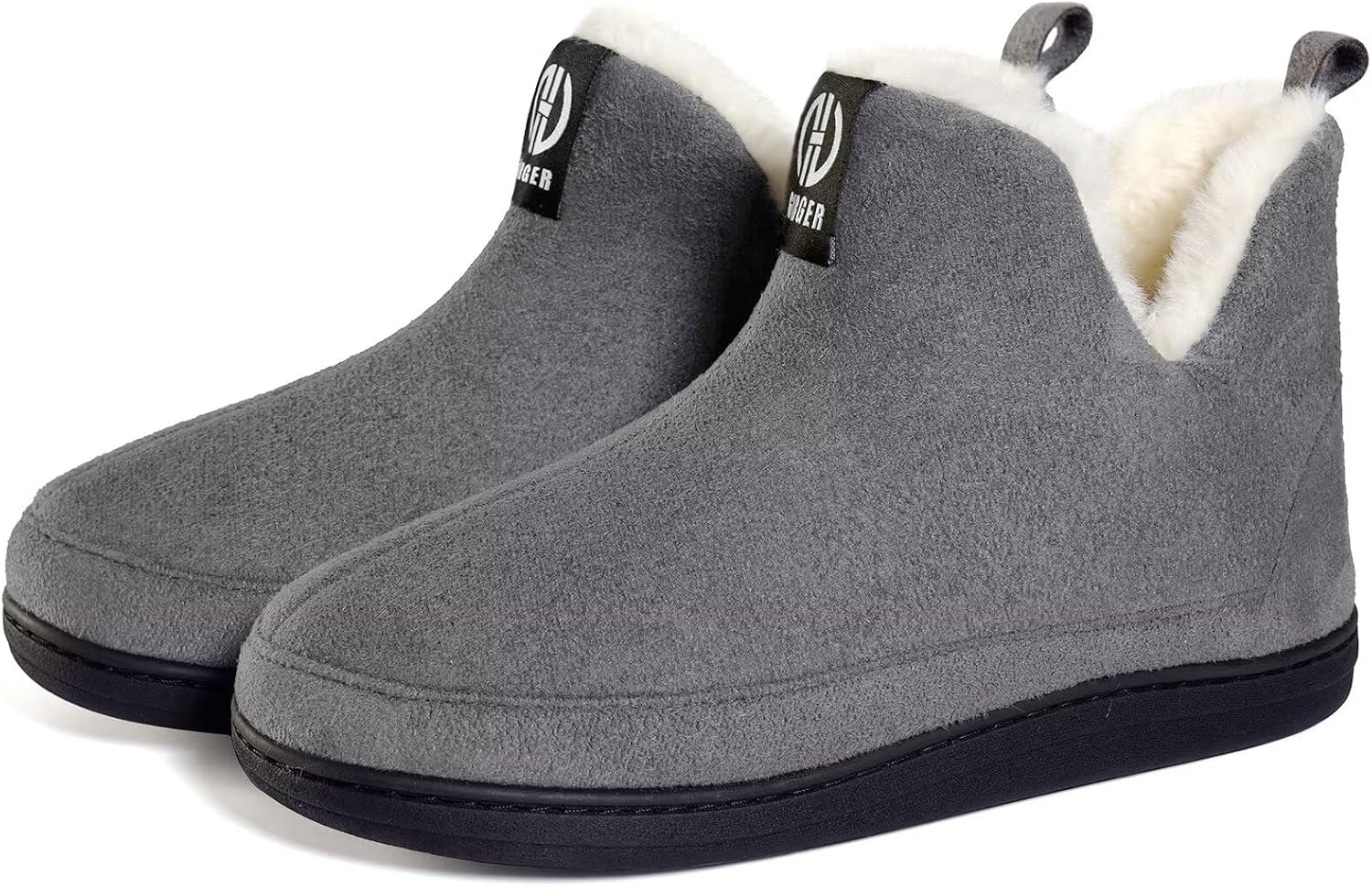 

Мужские и женские тапочки-башмачки с утеплителем из меха, с подпружиненной стелькой из памяти формы, зимние домашние тапочки Jebuktxe, серый
