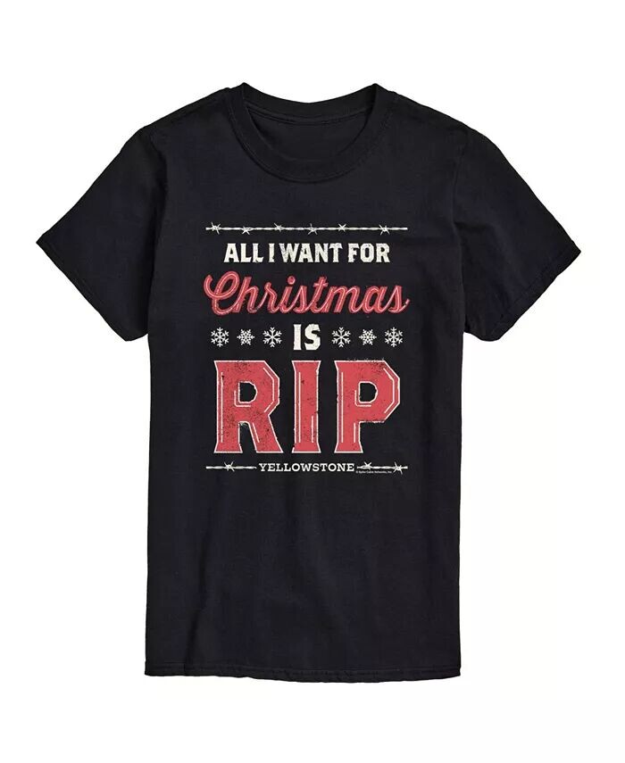 

Футболка мужская Yellowstone All Want For Christmas RIP AIRWAVES, черный