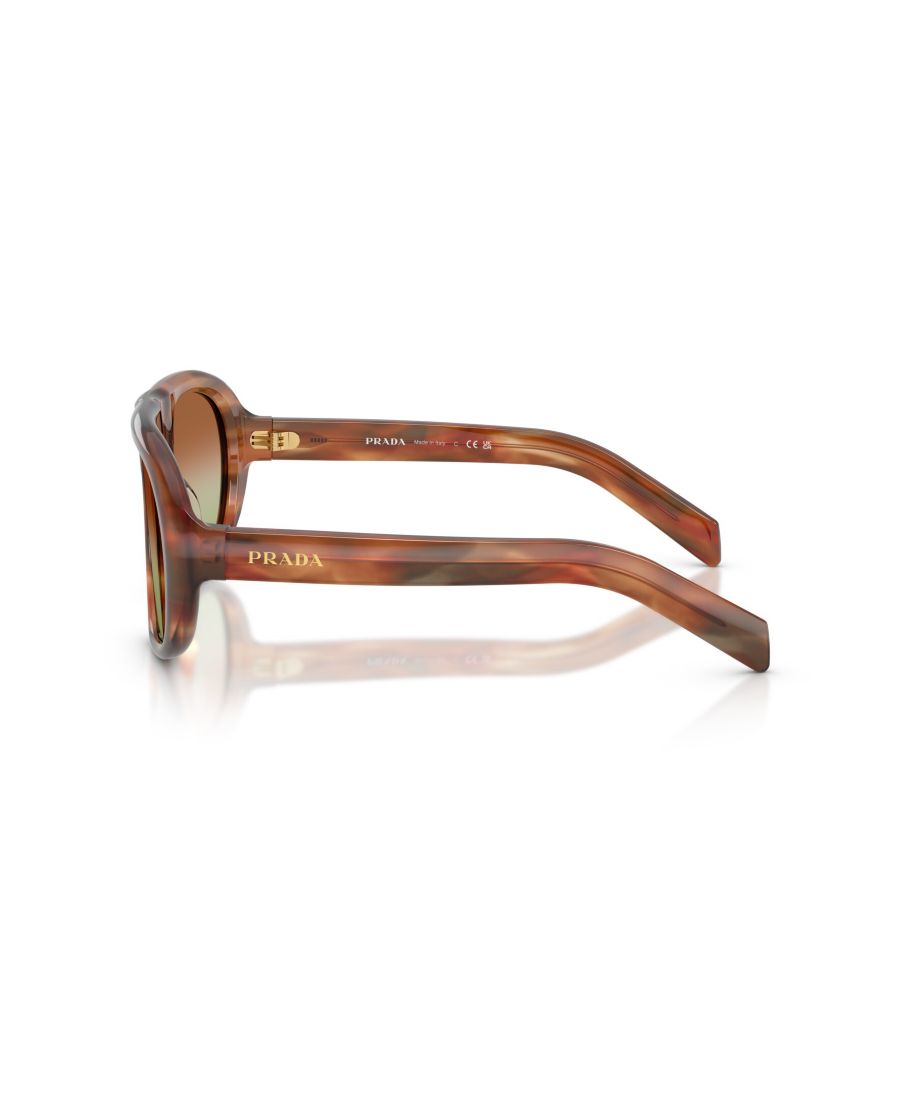 Женские солнцезащитные очки с геометрическим рисунком, PR C05S PRADA, Striped Oak — фото 3