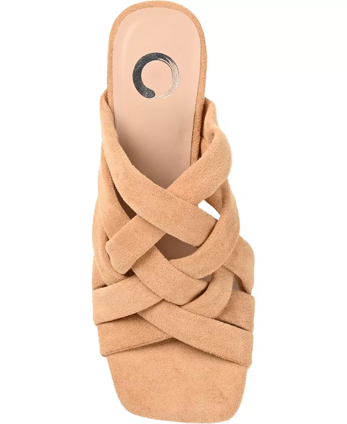 Женские сандалии Dorisa Woven на блочном каблуке Journee Collection, загар/бежевый — фото 4