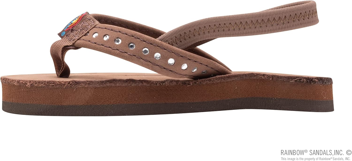 Детские сандалии Rainbow, один слой, премиум-кожа с узким ремешком с кристаллами Rainbow Sandals, эспрессо — фото 2