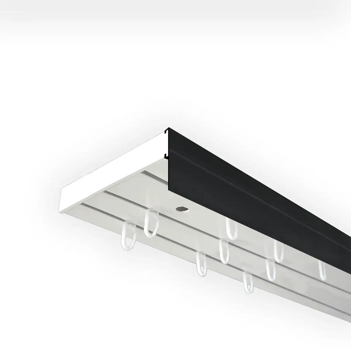 

SN DECO GROUP Карниз для штор "Карниз SH с крышкой", 3 направляющие, фиксированный размер 360 см, белый/черный
