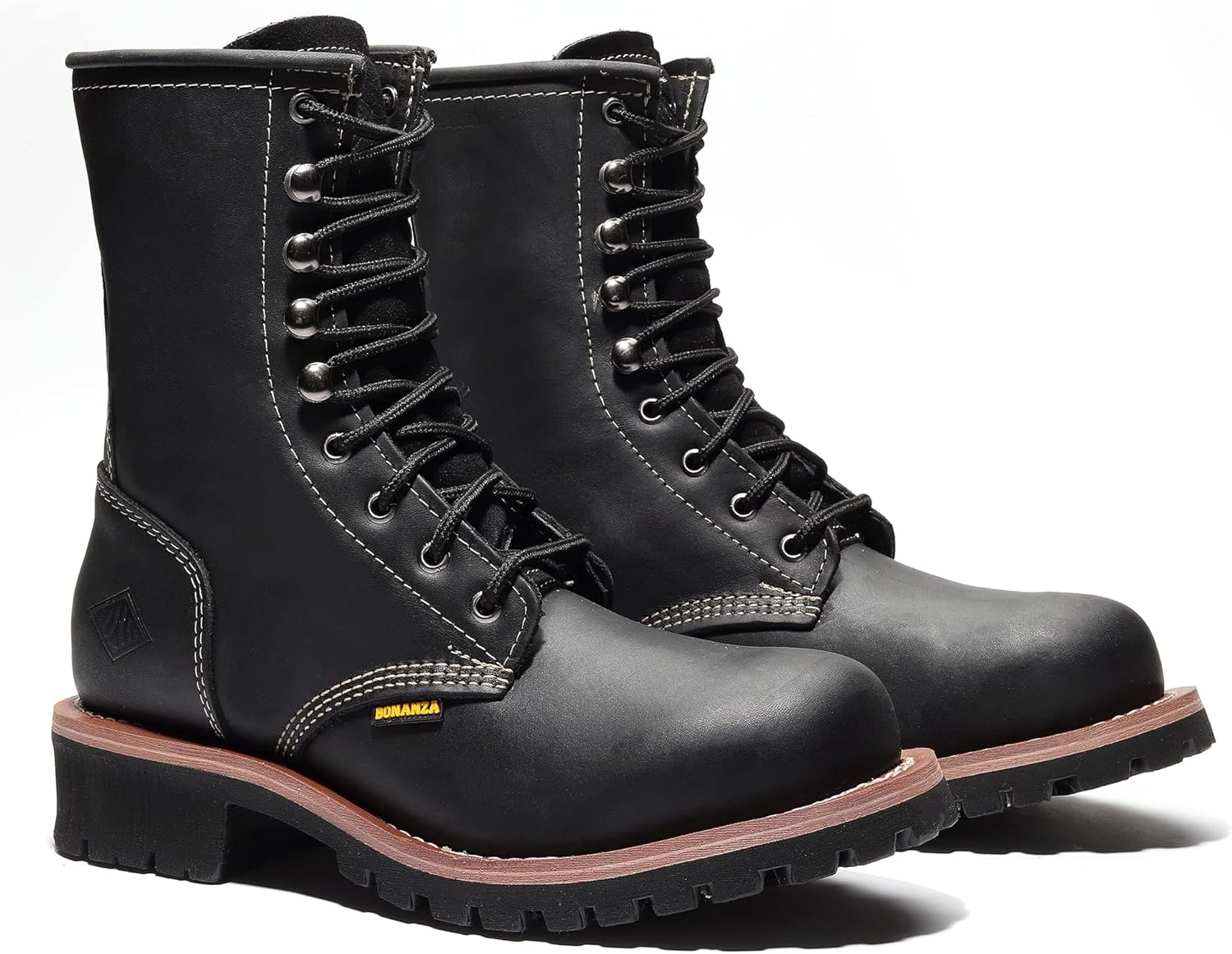 Ботинки для мужчин Bonanza Boots Sierra Logger 9- премиальные кожаные ботинки с стальным носком и стойкой к скольжению и маслу резиновой подошвой, черный — фото 2