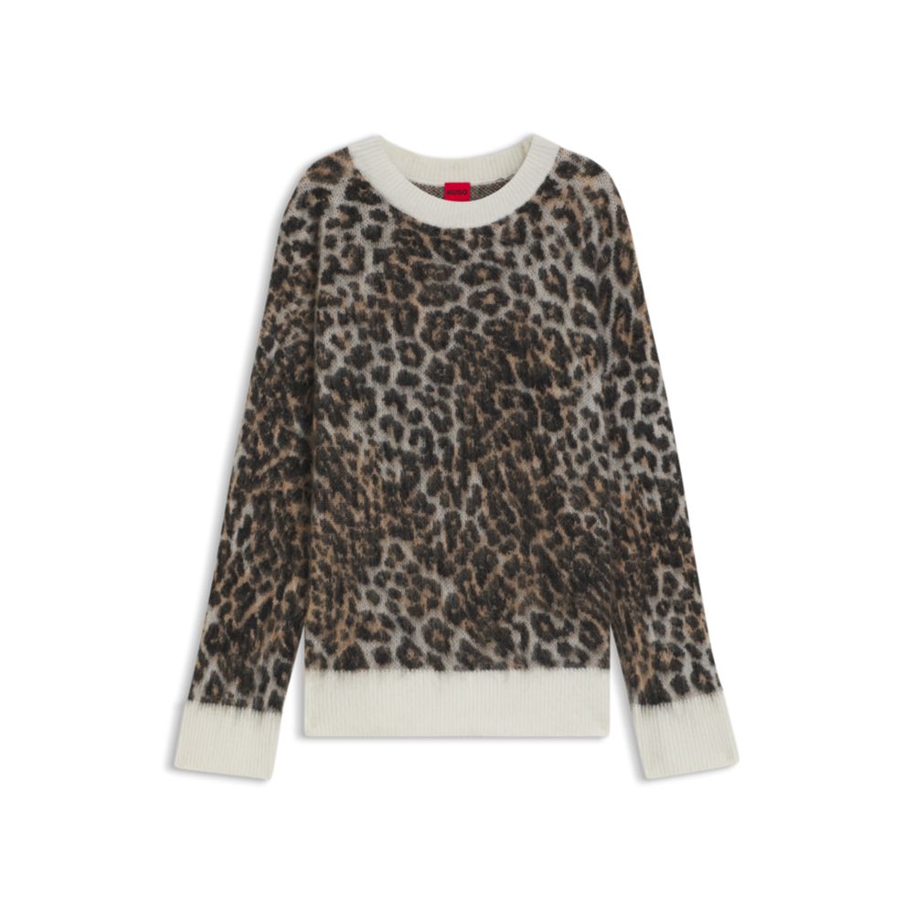 

Свободный вязаный свитер с леопардовым жаккардом HUGO