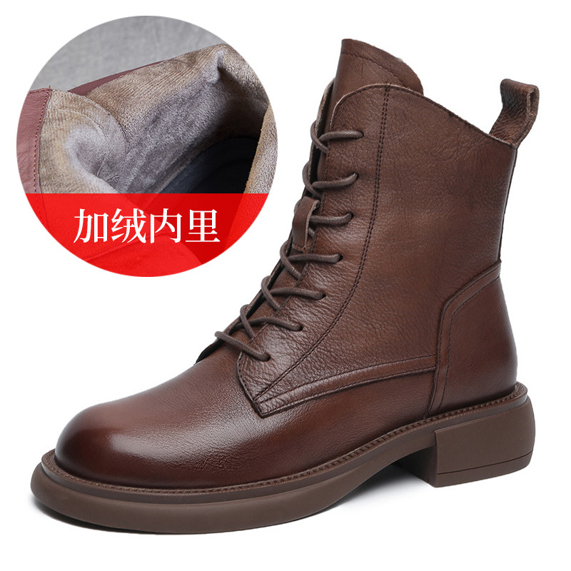 Devanro Коричневые женские ботинки Crew Martin высотой 3,5 см, цвет Brown — фото 2