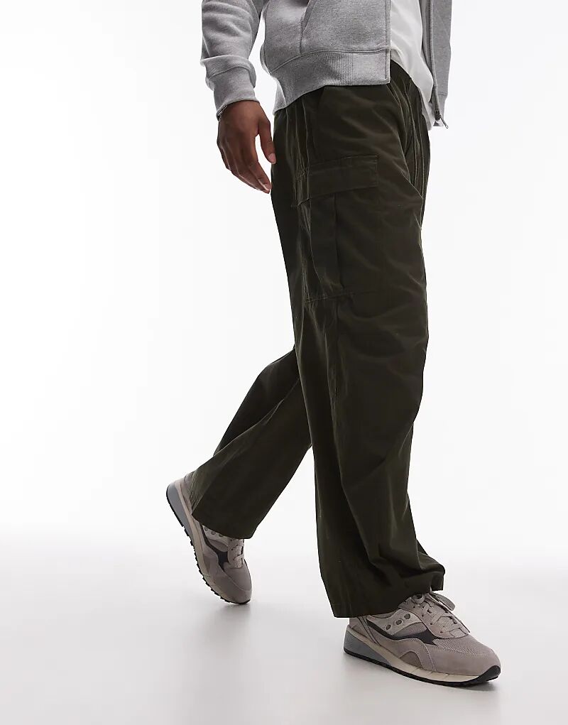 

Широкие брюки-карго цвета хаки Topman