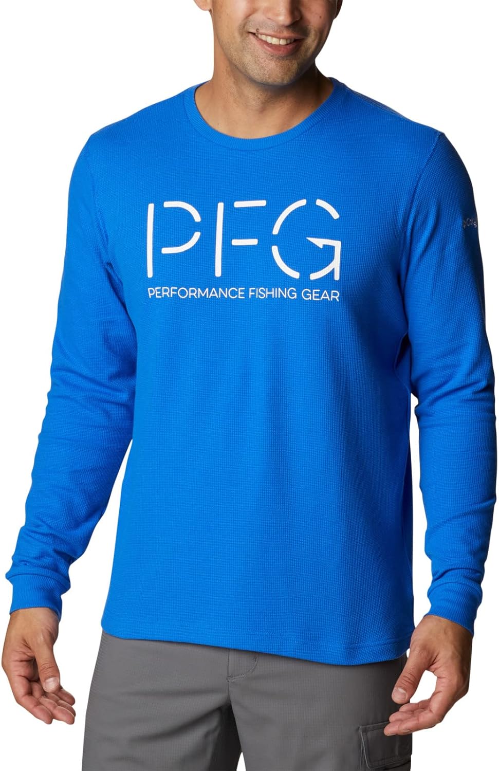 

Футболка Columbia Men's PFG Utility Hook Waffle Long Sleeve, Blue Macaw/White, Белый, Футболка Columbia Men's PFG Utility Hook Waffle Long Sleeve, Blue Macaw/White