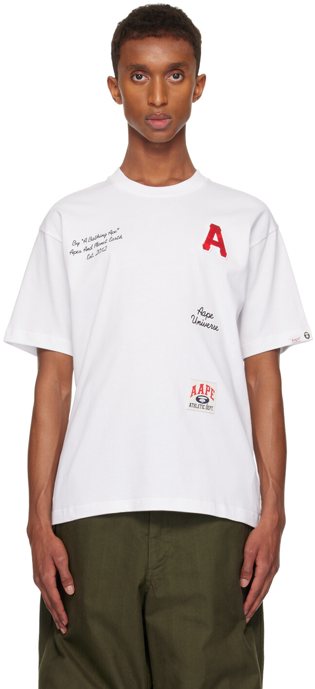 

Футболка с логотипом, нанесенным методом инъекций AAPE by A Bathing Ape, белый