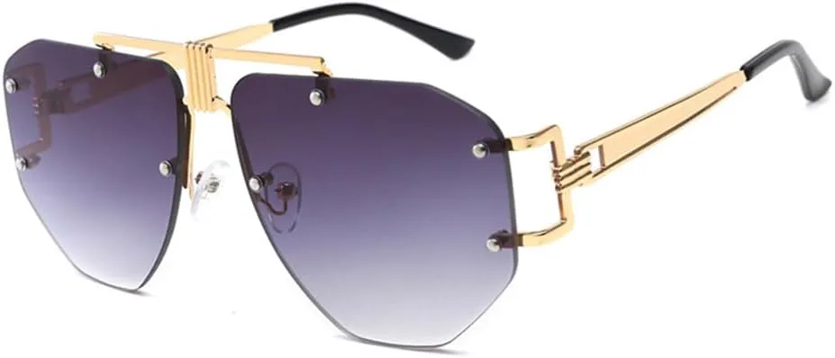 

Большие солнцезащитные очки без оправы для женщин, винтажные солнцезащитные очки для мужчин, очки неправильной формы, защита от ультрафиолета UV400 MTZJH, 3