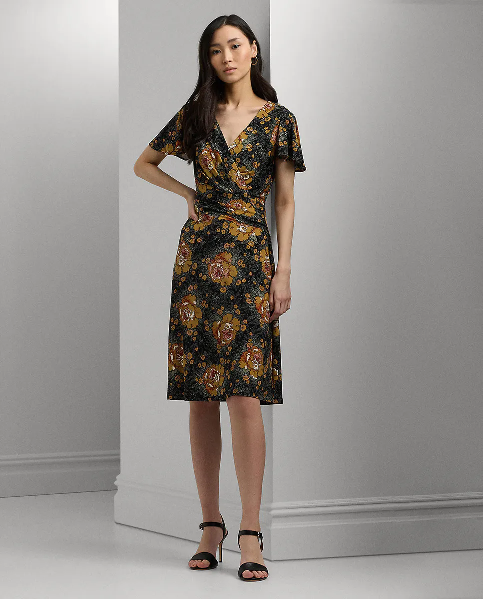 

Платье миди с запахом и цветочным принтом Lauren Ralph Lauren, мультиколор