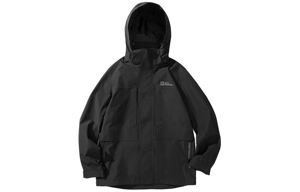 

JACK WOLFSKIN Мужская ветровка для походов на открытом воздухе водонепроницаемая ветрозащитная дышащая влагоотталкивающая, Black/6000