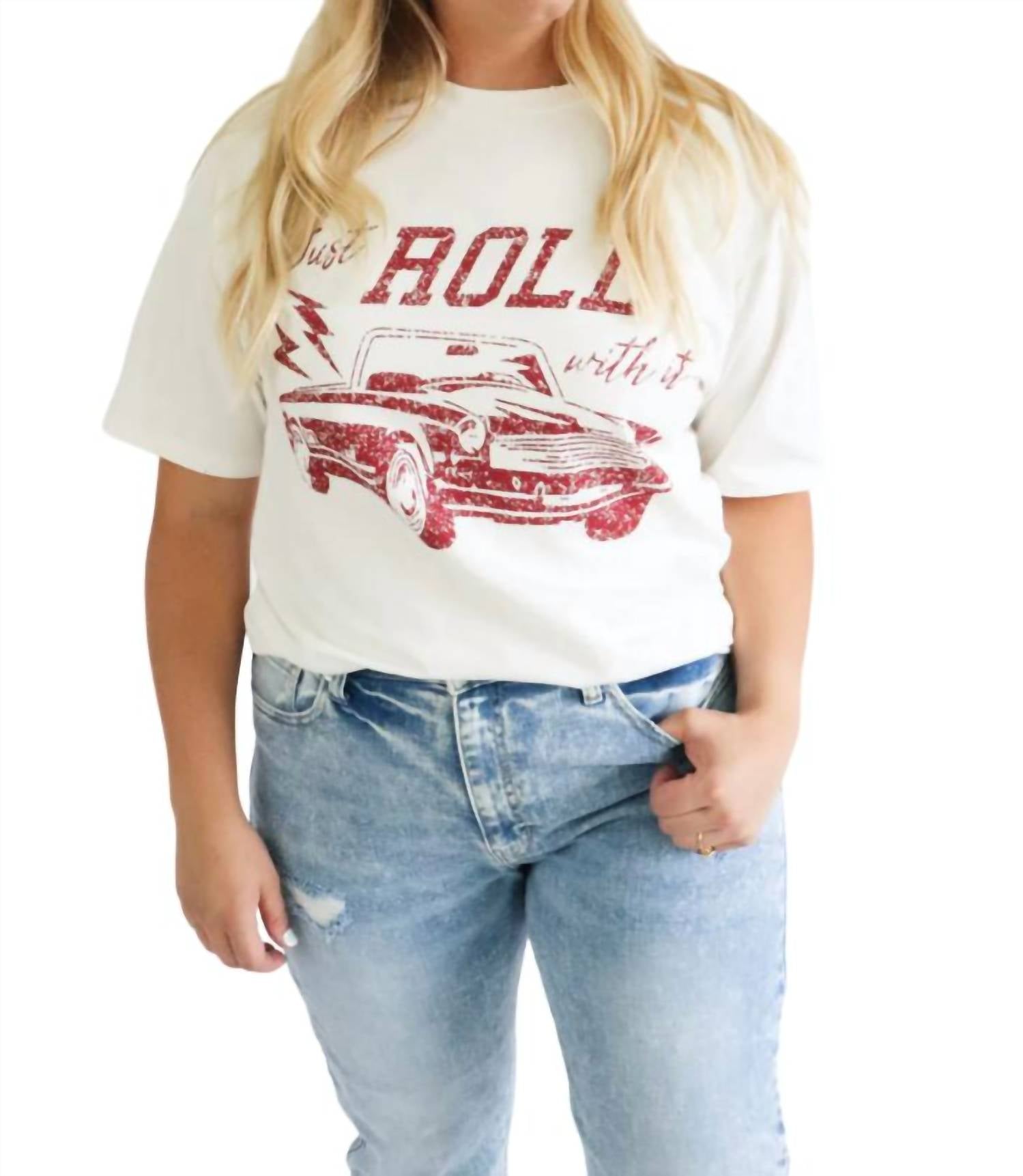 

Футболка Roll With It белого цвета Baevely by Wellmade