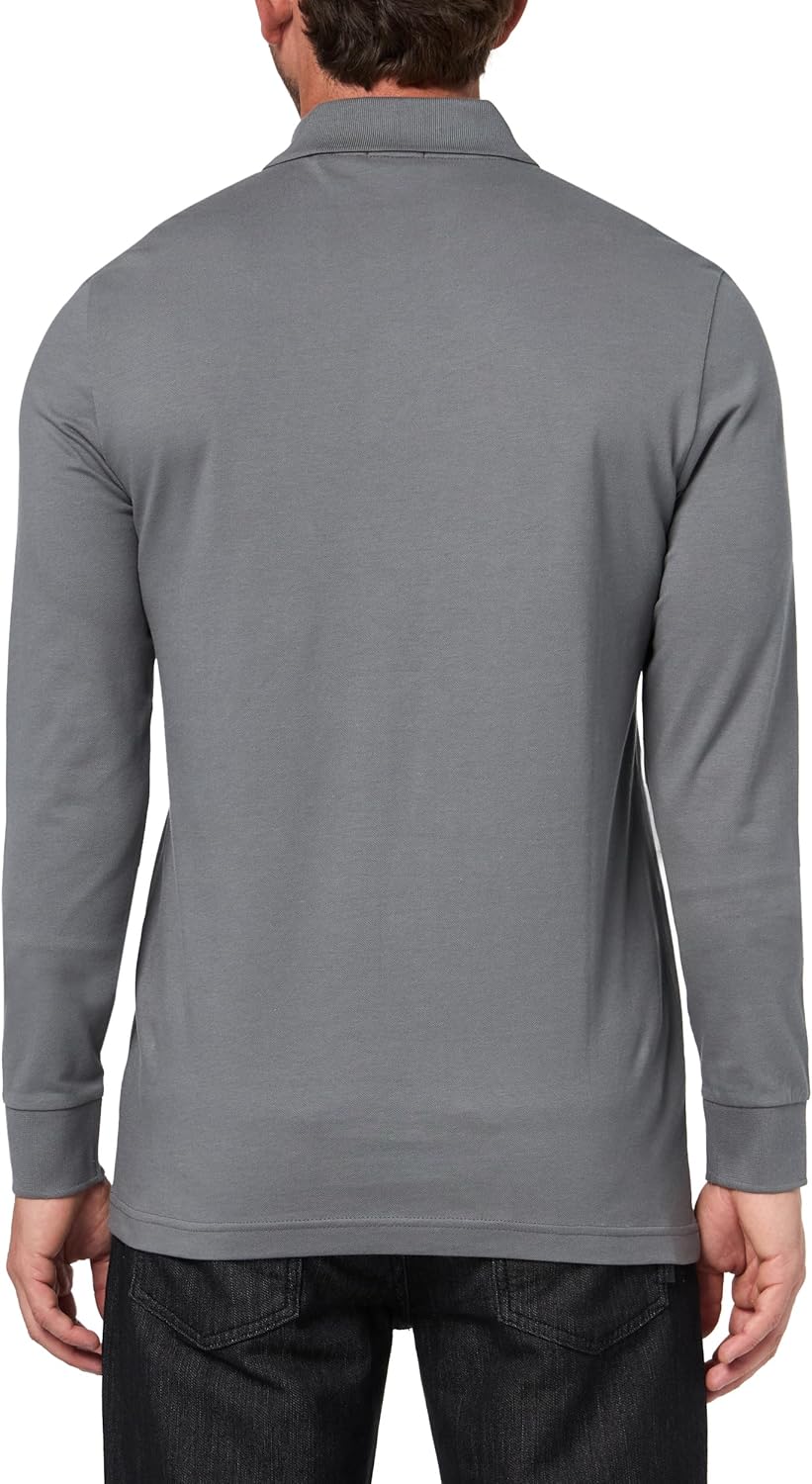 BOSS Мужская поло с длинным рукавом Slim Fit с квадратным логотипом, Frozen Clay — фото 2