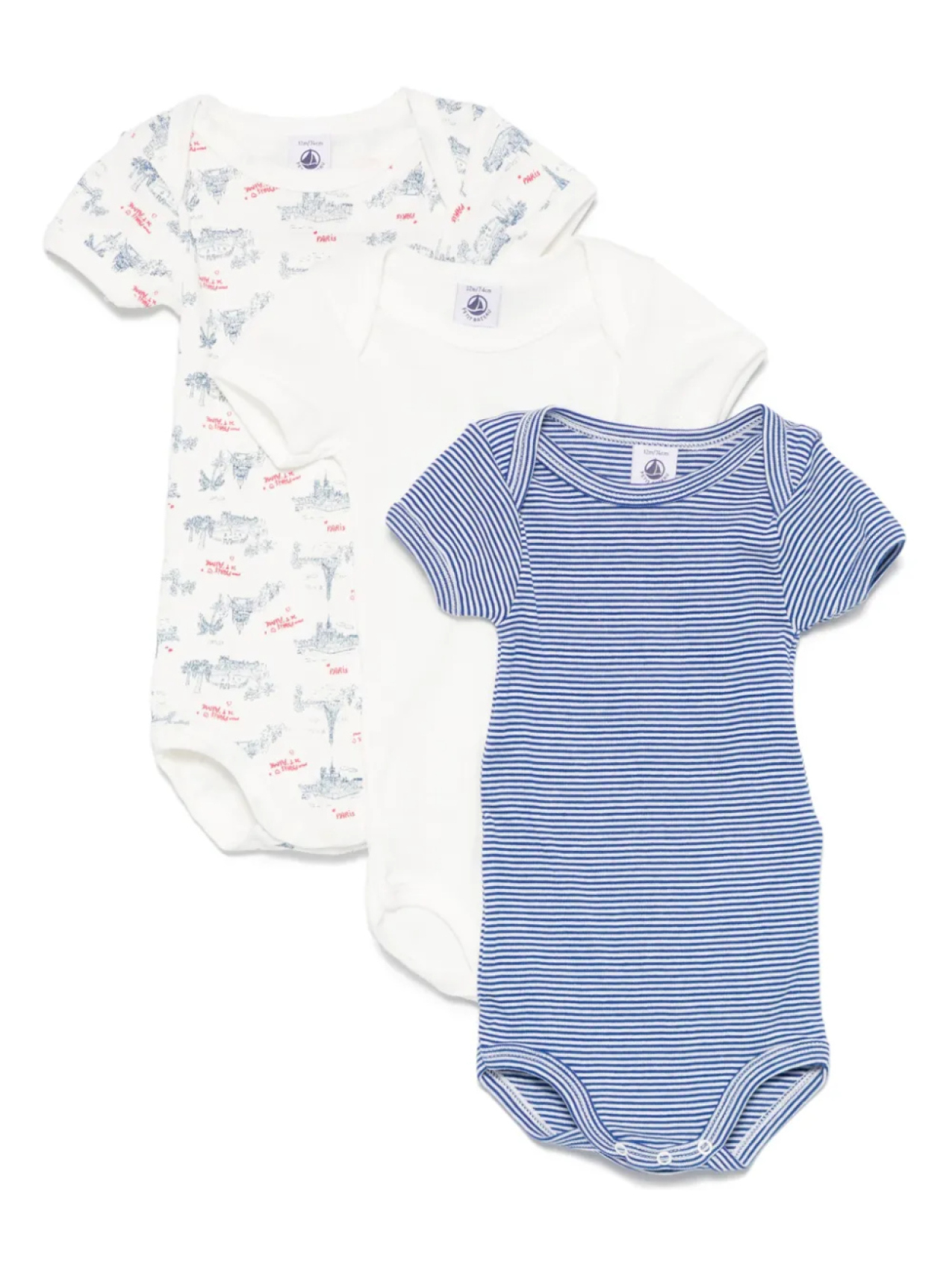 

Хлопковые боди (упаковка из трех штук) Petit Bateau, белый