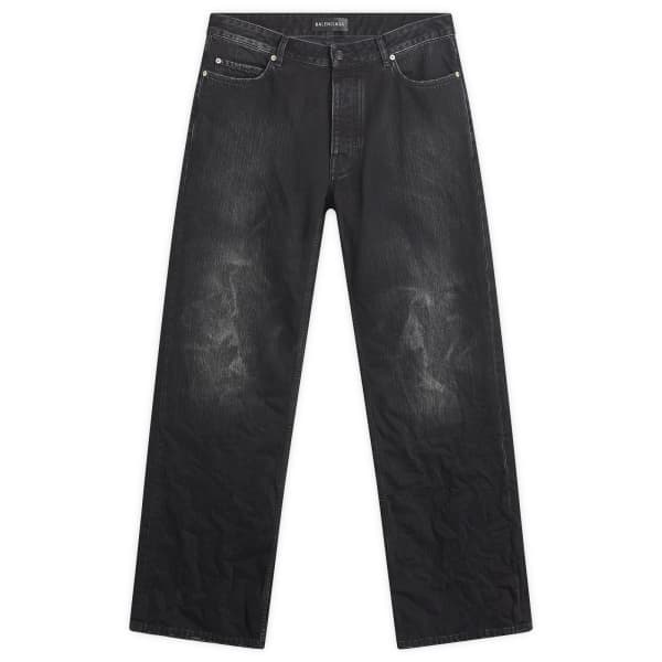 

Джинсы из денима черного цвета с эффектом потертости и декольте Balenciaga, Black Fade Out