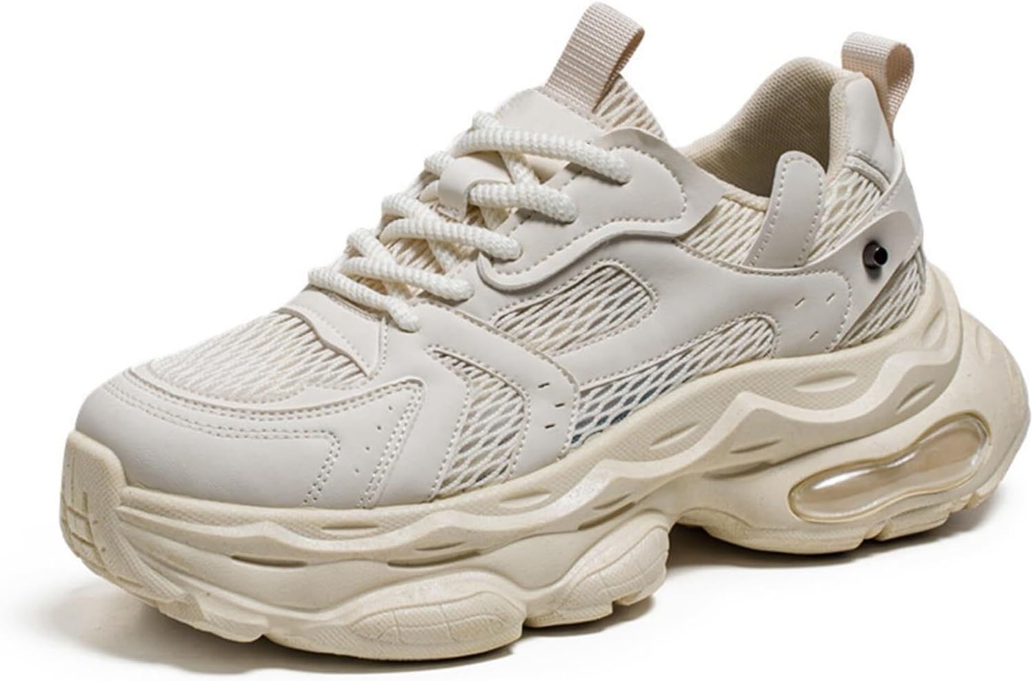 

Мужские кроссовки для бега, тенниса и ходьбы, спортивные, для занятий в зале, повседневные, модные, массивные кроссовки, на открытом воздухе, с шнуровкой и воздушной амортизацией Generic, бежевый