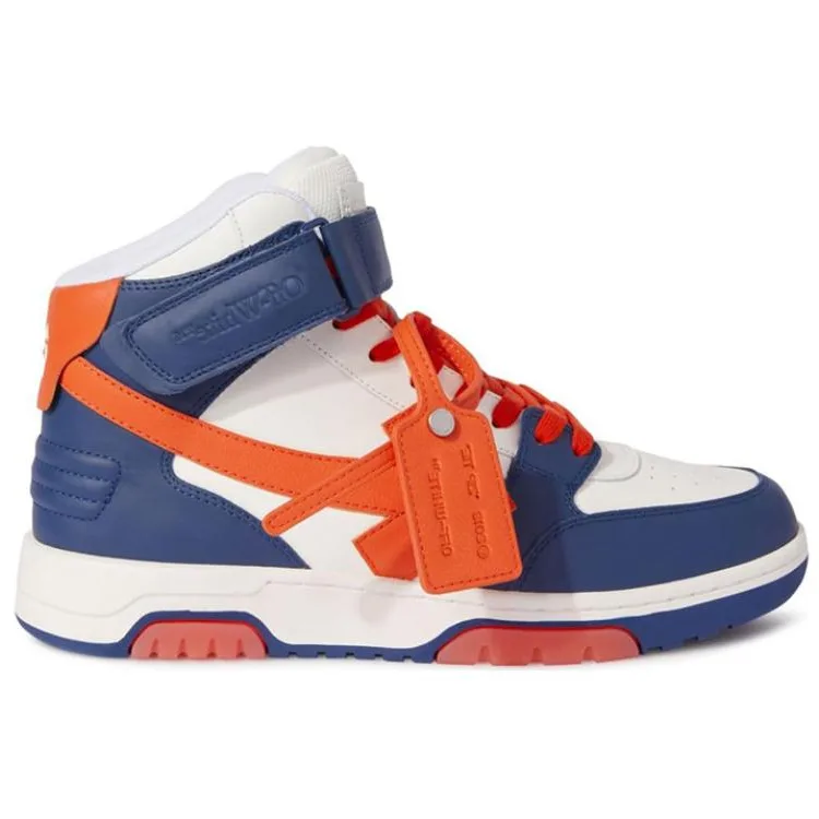OFF-WHITE Кроссовки OFF WHITE Out Of Office кожаные высокие для скейтбординга мужские синие оранжевые — фото 3