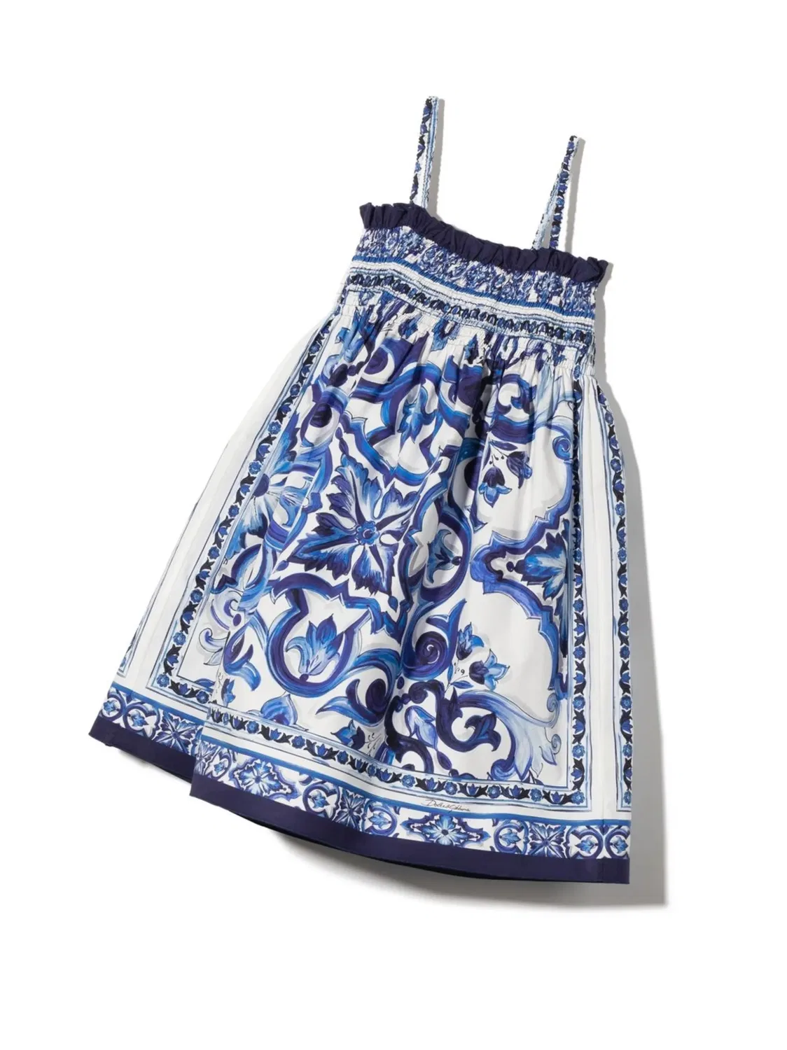 Поплиновое платье с принтом Majolica Dolce & Gabbana Kids — фото 2