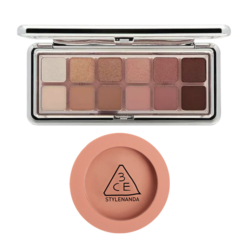 

Тени для век монохромные румяна набор для макияжа 12 цветов легко растушевываются натуральный тон 9,5г+5,5г 3CE