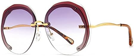 

Модные большие круглые солнцезащитные очки без оправы для женщин, линзы с градиентом, защита от УФ-излучения UV400, трендовые солнцезащитные очки для мужчин MTZJH, Black Gray Gradient