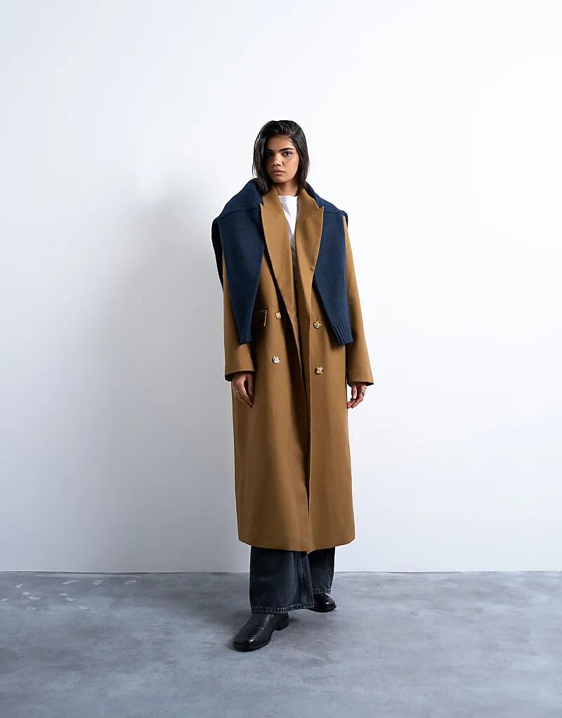 

Строгий пиджак Topshop на шесть пуговиц светло-коричневого цвета