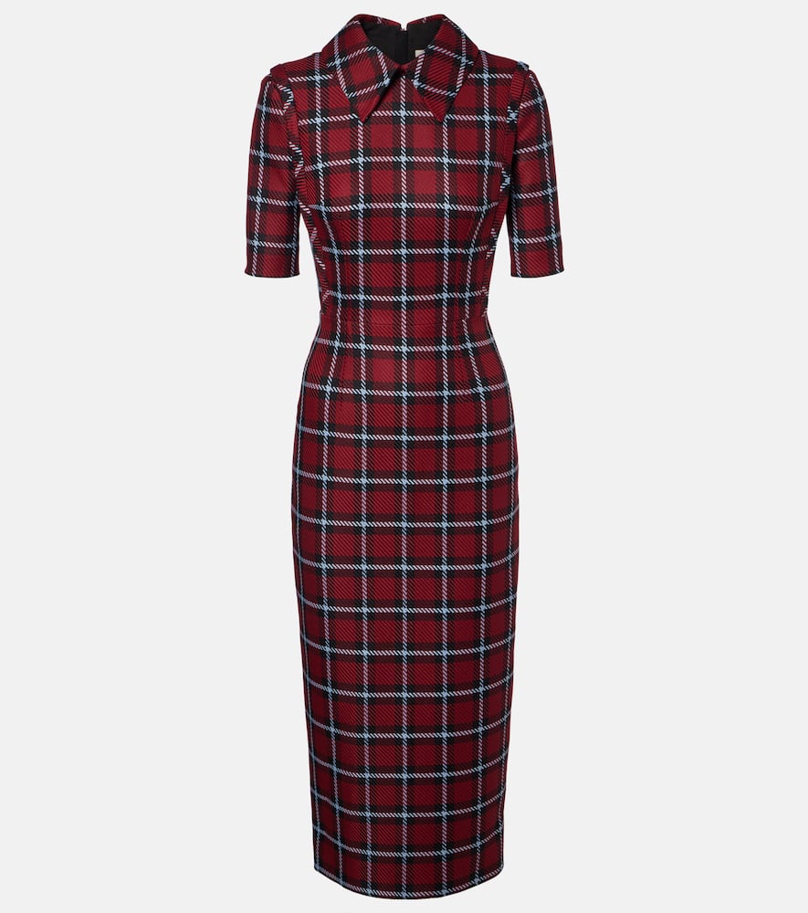 

Валлетта платье миди из смесовой шерсти Emilia Wickstead, Red/Blue Tartan