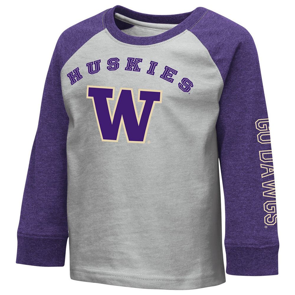 

Серая футболка с длинными рукавами реглан для малышей Colosseum Heathered Washington Huskies, цвет Wsh Grey