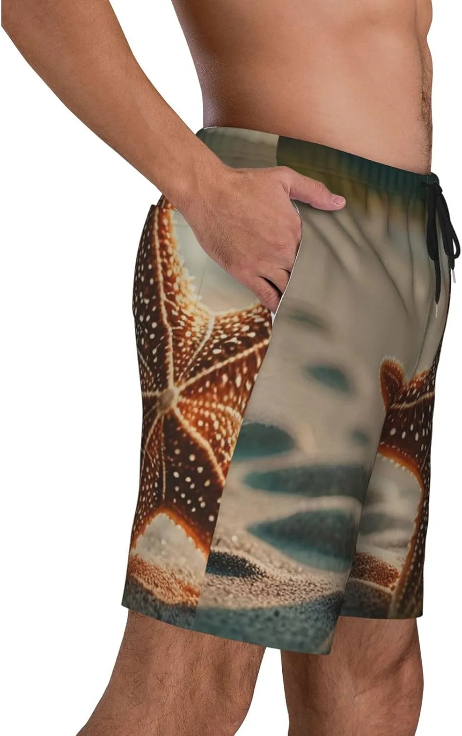Мужские пляжные шорты Starfish Star Beach Мужские плавки Пляжные шорты с карманами Купальные костюмы Generic, черный — фото 3