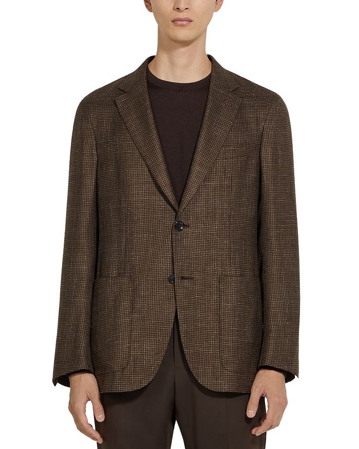 

Кашемировая шелково-льняная куртка-пиджак ZEGNA, коричневый
