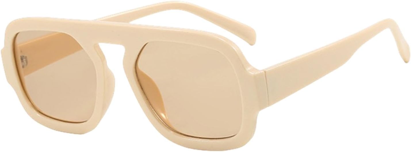 

Женские солнцезащитные очки черного и коричневого цвета, модные, в толстой оправе, роскошные, с плоской верхней частью, защита от УФ-излучения UV400 generic, Beige Tea