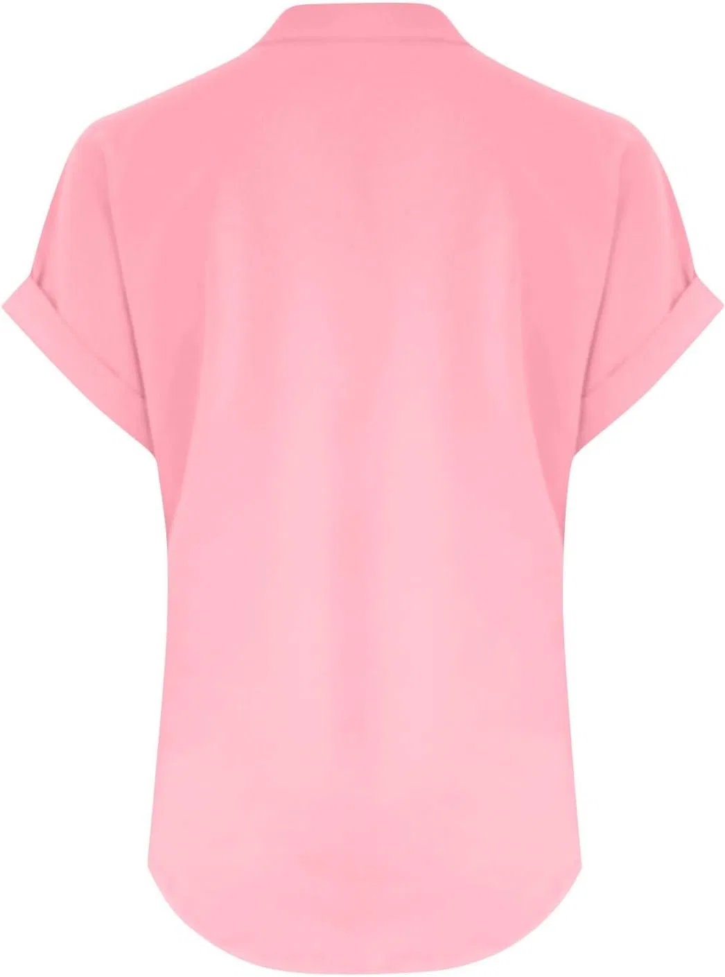 Блуза женлая V-образным вырезом, короткий рукав, свободный крой, Generic, 01-pink — фото 4
