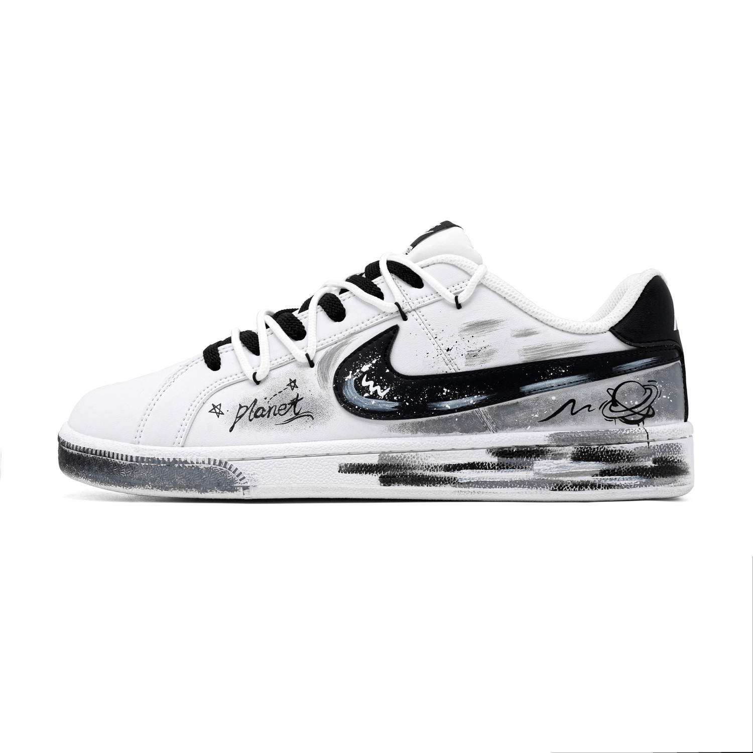 

Nike Кроссовки для скейтбординга Court Royale Stellar Ink Trail Abrasion Resistant низкие мужские black white