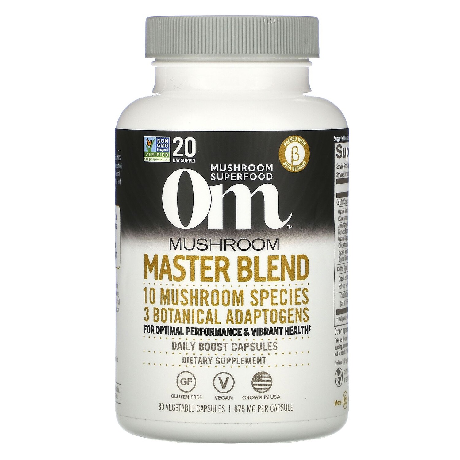 

Om Mushrooms Mushroom Master Blend 675 mg 80 Vegetable Capsules