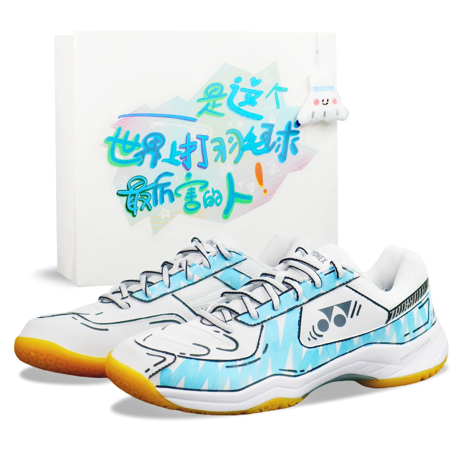YONEX Кроссовки для бадминтона Power Cushion с амортизацией и вентиляцией, низкие, унисекс, бело-синие