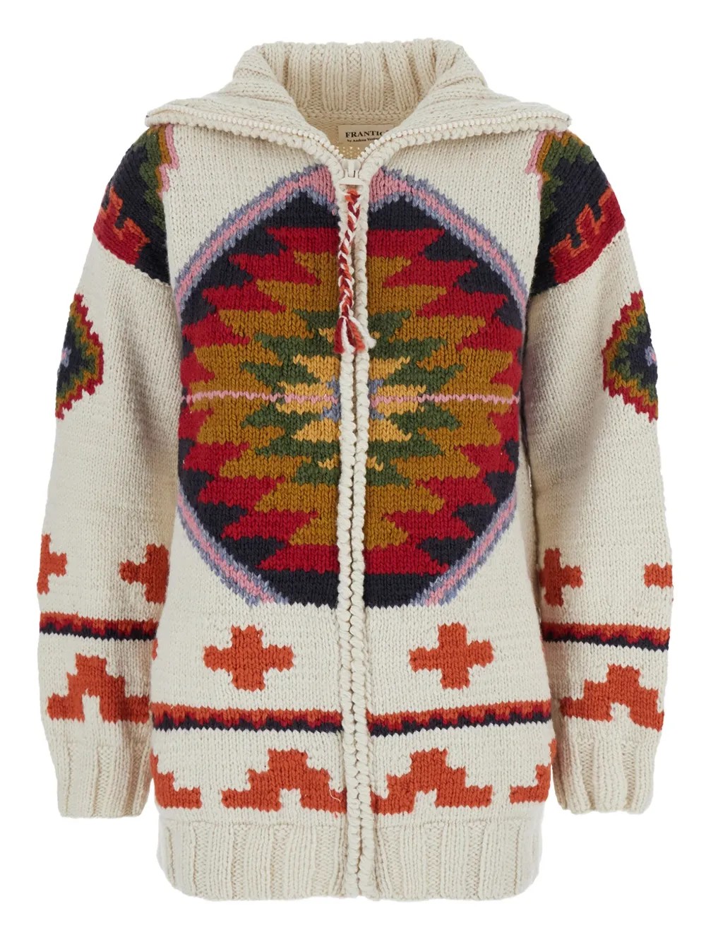 

Кардиган с отложным воротником и геометричным узором Frantic, нейтральный